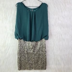NWT MM Couture Miss Me Green Sequins Dress